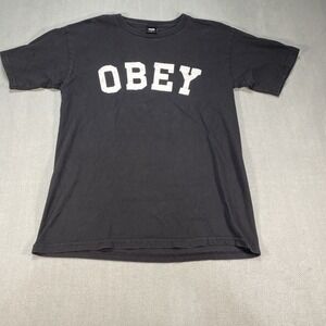Obey T-Shirt Mens Medium Black Logo Graphic Short Sleeve Streetwear Tee